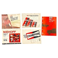 Lot of 5 Vintage Tune-Up Charts Service Manuals Spark Plugs NIEHOFF CHAMPION SUN