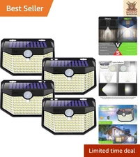 Art Deco 120 LED Solar Wall Lights with PIR Sensor - Waterproof & Solar-Powered