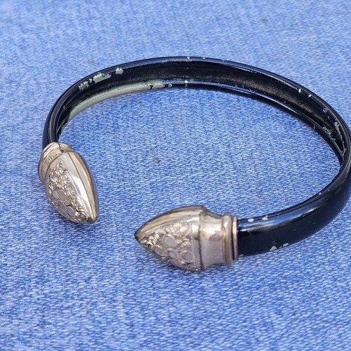 Bracciale Vintage Vittoriano Bypass Smalto Nero Su Metallo - Foto 5 di 11