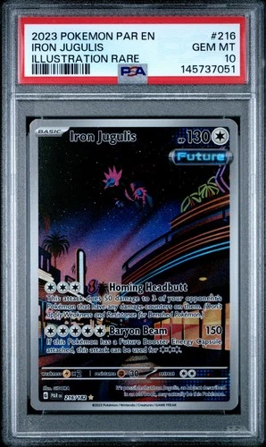 2023 POKEMON PAR EN-PARADOX RIFT ILLUSTRATION RARE #216 IRON JUGULIS PSA 10