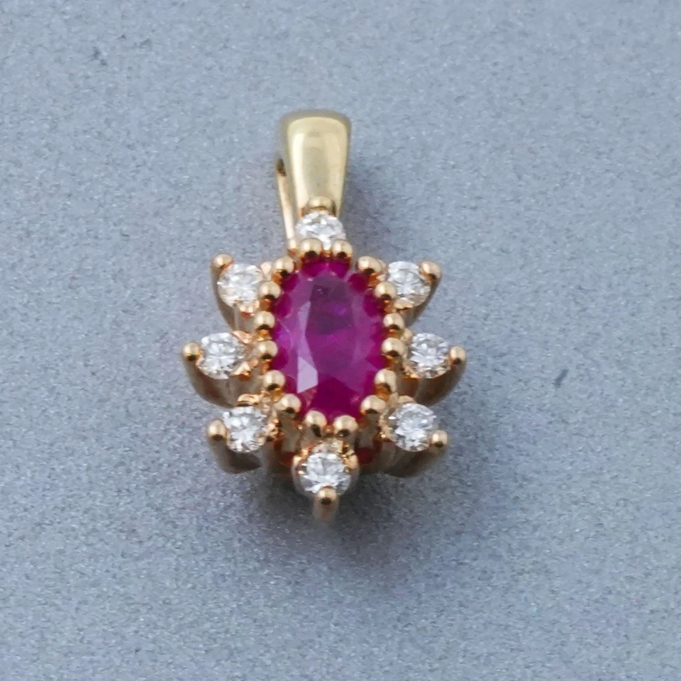 Rubin Brillant Christ Anhänger 333 Gold 8 kt Gelbgold Edelstein Wert 350,- - Bild 4 von 4