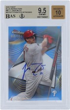 J. T. Realmuto Phillies Signed 2020 Topps Finest Blue #85 #/150 BAS 9.5/10 Card