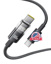 Cable USB C, cable de carga rápida USB C de 100 W y 5 A con pantalla LED