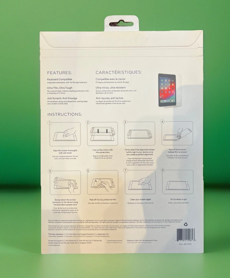 Pack de 20 protectores de pantalla de cristal templado flexible Brydge para iPad mini 4 Foto 4 de 4