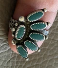 1950s OLD PAWN Navajo Indian Sterling Silver Turquoise Cluster Zuni Ring Sz 5.5