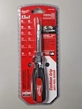 Milwaukee 48-22-2881 13-in-1 Cushion Grip Screwdriver W/Schrader Bit FREE S&H!!