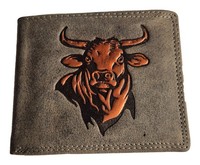 Echt BüFfel-Leder Geldbeutel Sternzeichen Stier Kupfer - GeldböRse Portemonnaie