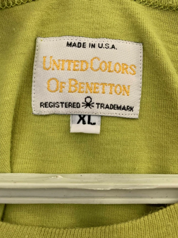 Camiseta Gráfica Vintage Años 90 United Colors of Benetton XL Hecha en EE. UU. Rara Verde #76 Foto 3 de 4