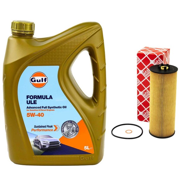 MotoröL Set Gulf Formula ULE 5W-40 5 Liter + ÖLfilter FüR VW Passat Variant 2.5-image