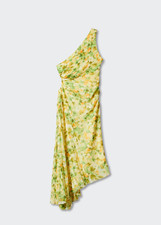 MANGO dress, floral dress, wedding guest, asymmetrical dress