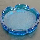 Vintage Anchor hocking Cobalt Blue Glass Flower Petal Lotus Ashtray Dish 5.75”