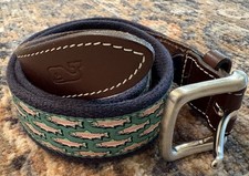 Vineyard Vines by Shep  Ian Canvas Leather Fish Pattern Belt - Size 30 - Preppy
