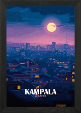 Kampala, Uganda at Night Framed Wall Art Poster Canvas Print Picture