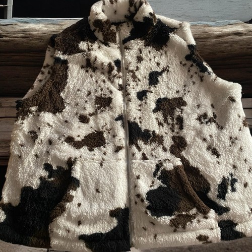 Womens Fleece Vest Cowhide Size Xl Zip Soft Plush Lightweight New Western