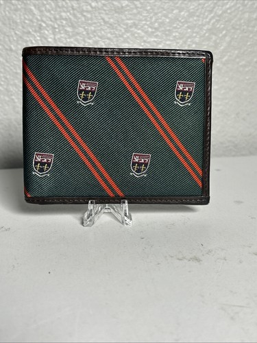 Polo Ralph Lauren Striped Bifold Leather Wallet Silk Tie- Stripe W/Lion Logo