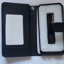 Black Synthetic Leather Wallet Phone Case with Card Pocket