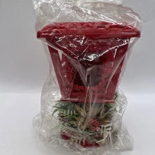 Vintage Red Christmas Lamplighter Candle Votive Carriage Lamp Holder JASCO 1978