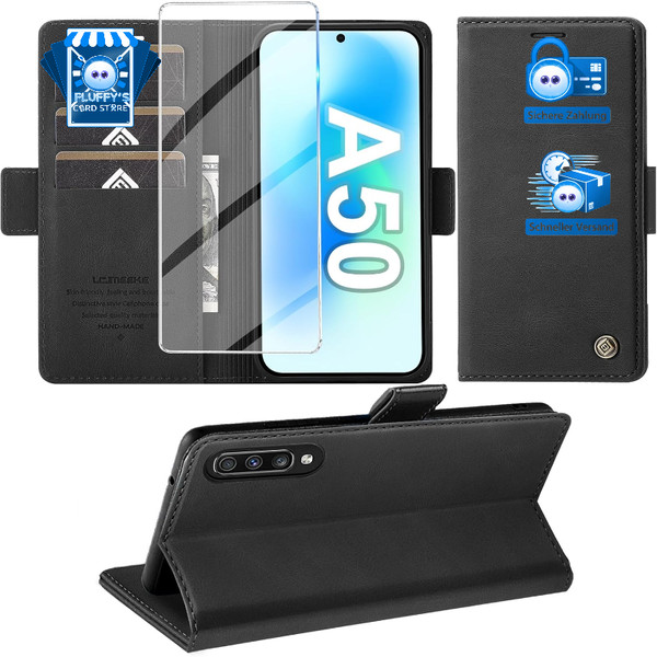 HandyhüLle FüR Samsung Galaxy A50 Mit Schutzfolie Und Kartenfach-image