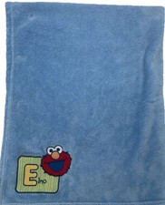 Vintage Sesame Street Elmo Plush Baby Blanket Light Blue Lovey