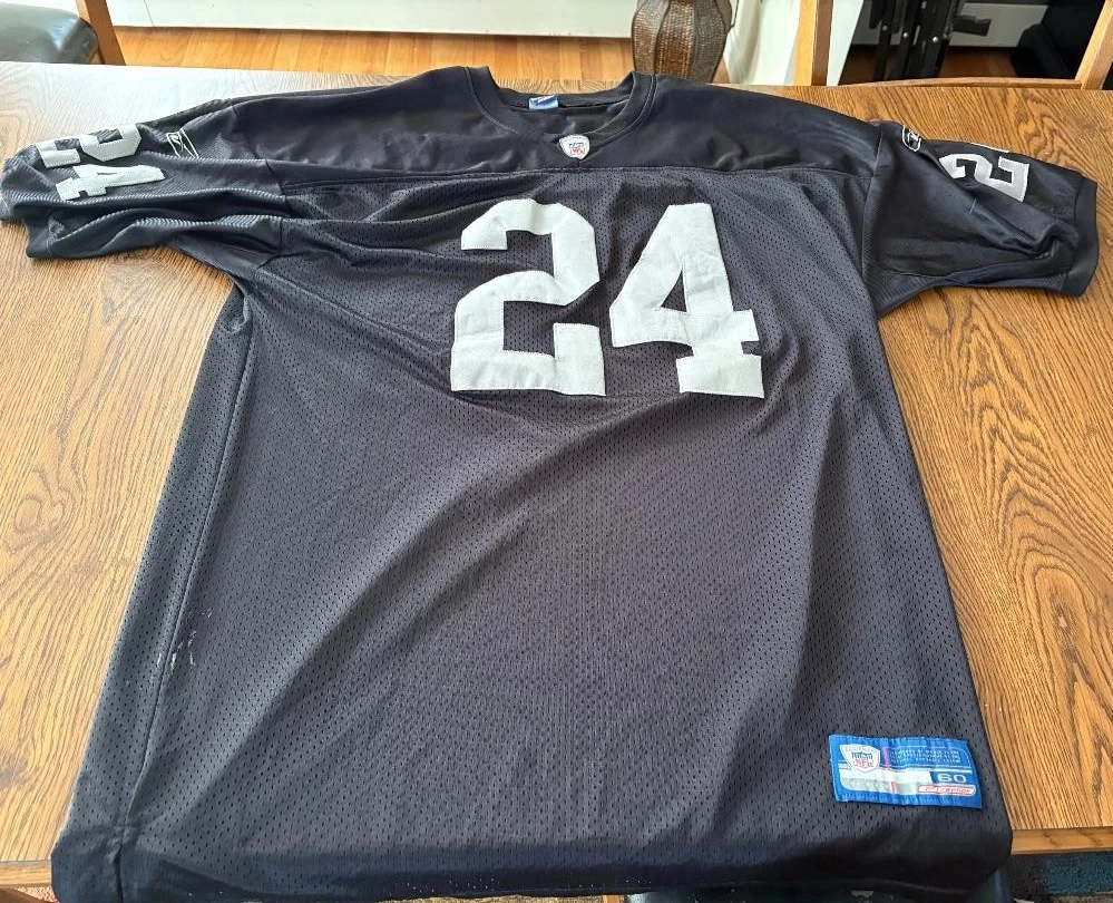 Vintage Reebok Black Oakland Raiders #24 Charles Woodson Jersey