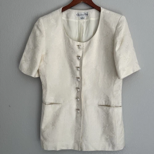Camicia da sera donna Christian Dior vintage manica giacca bottoni perlati taglia 12