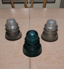 Vintage Hemingray Glass Insulator Lot Of 3 Made In USA Aqua Blue 40 Clear 42