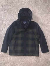 Pendleton Hooded Softshell Wool Blend Jacket Removeable Hood Size Large, Green