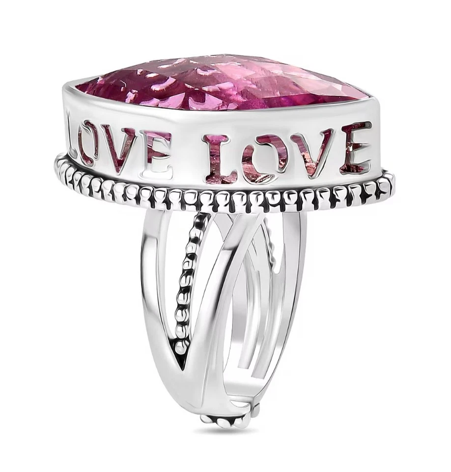 Sajen Celestial Doublet Kunzite Quartz 18.50 ctw Ring Sz7 Rhodium On Silver 925 - Image 4 of 4