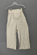 J B Y Pants Women Small Beige Wide Leg High Rise Drawstring Chiffon Casual