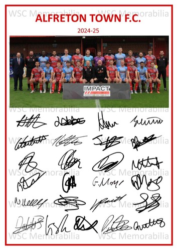 9936. 2024-25 Alfreton Town Signed Team Photo Sheet (PRINTED AUTOGRAPH - A4)