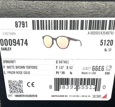 Oakley Spindrift Sunglasses Brown Tortoise Prizm Rose Gold OO9474