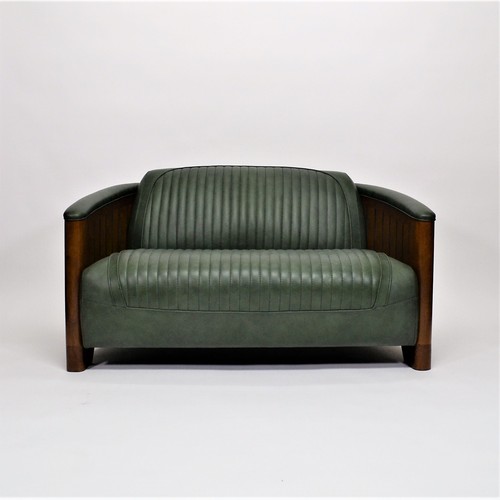 Clubsofa "Céleste" 2-Sitzer Lounge Relax Art Deco Couch Leder Cigar Sessel Stil - Bild 3 von 12