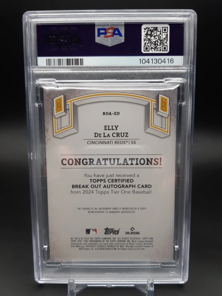 2024 Topps Tier One Elly De La Cruz Break Out RC Auto /44 PSA 8 Auto 10 - Image 2 of 2
