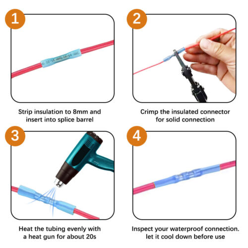 Kit connettori filo termoretraibile impermeabile senza saldatura crimpare terminali butt kit - Foto 8 di 10
