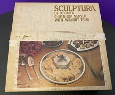 Vintage Sculptura by Kromex chip and dip server Mid Century Modern