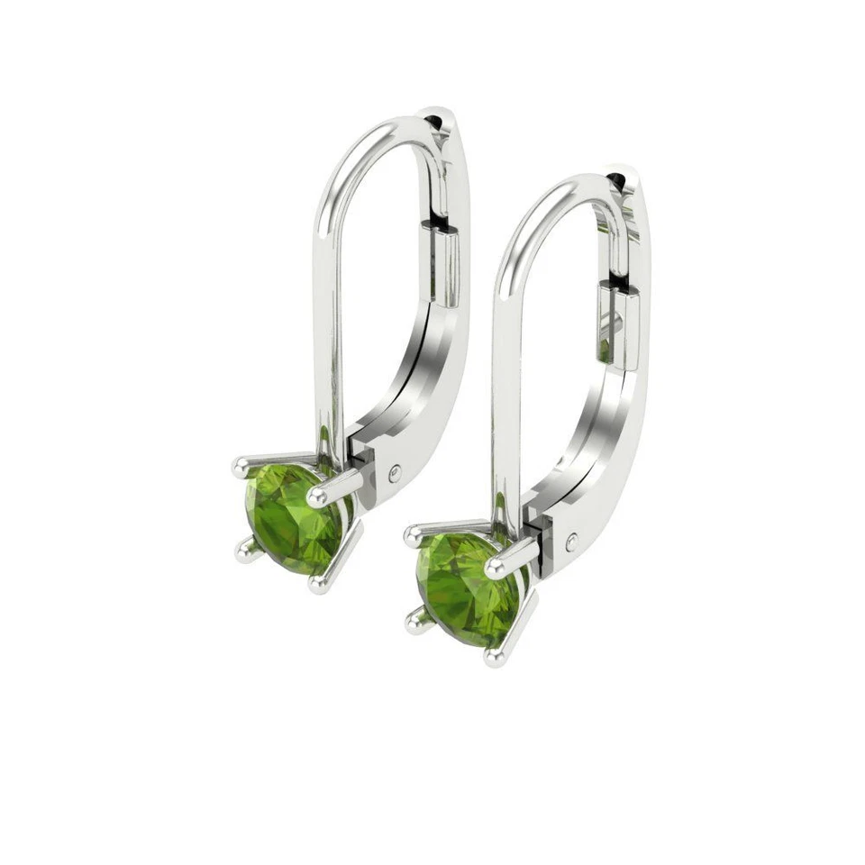 Peridot Stud Earrings for Women, Lever Back (0.5 cttw, 4.0mm, Round-Cut) - Image 2 of 4