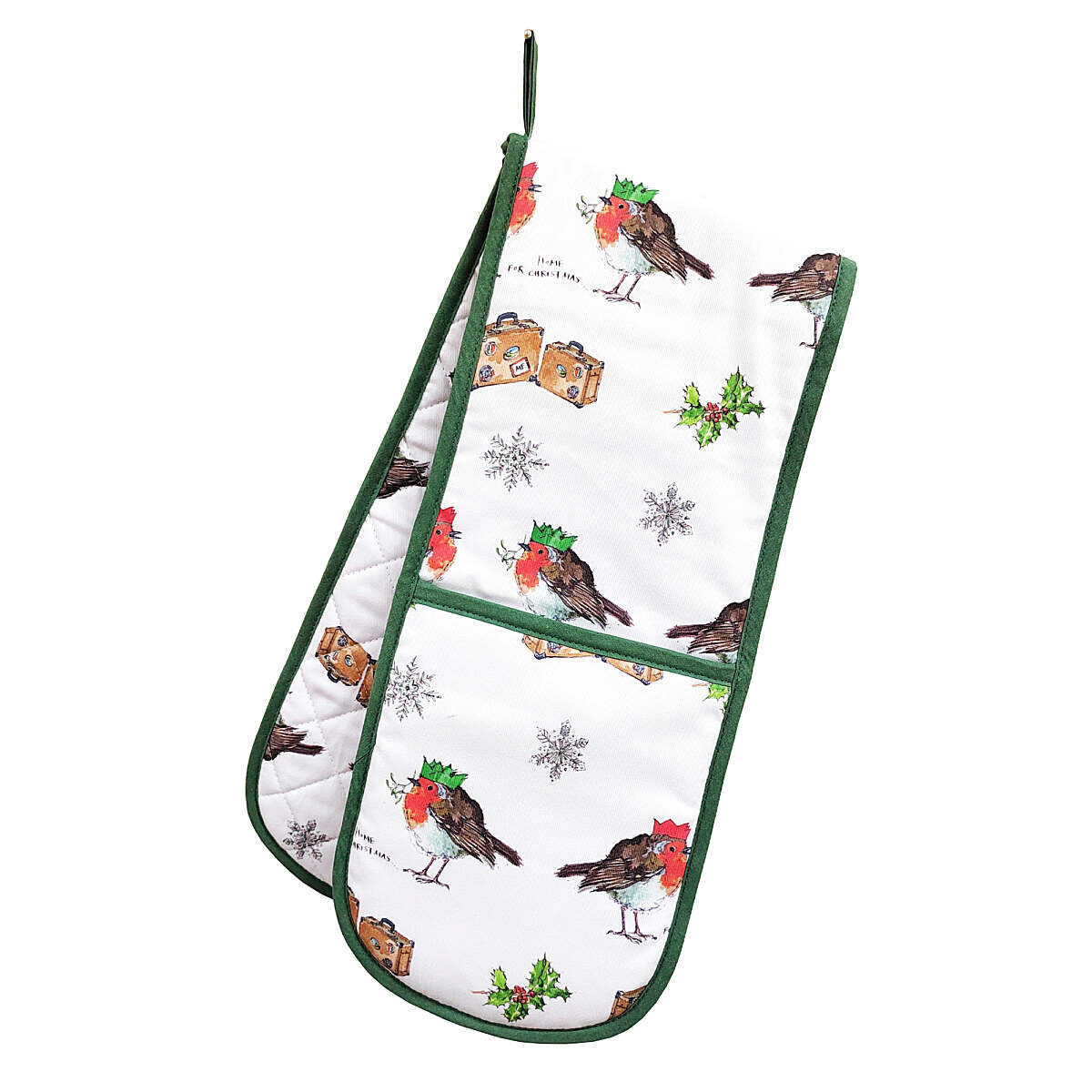 Robins Double oven glove birds oven gloves Robin ovengloves HOME FOR CHRISTMAS