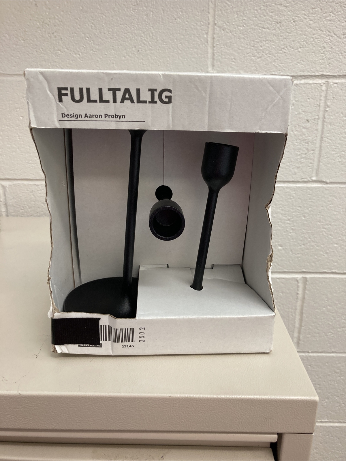 IKEA+Fulltalig+Candlestick+Candle+Holder+Metal+Black+Set+of+3+ for