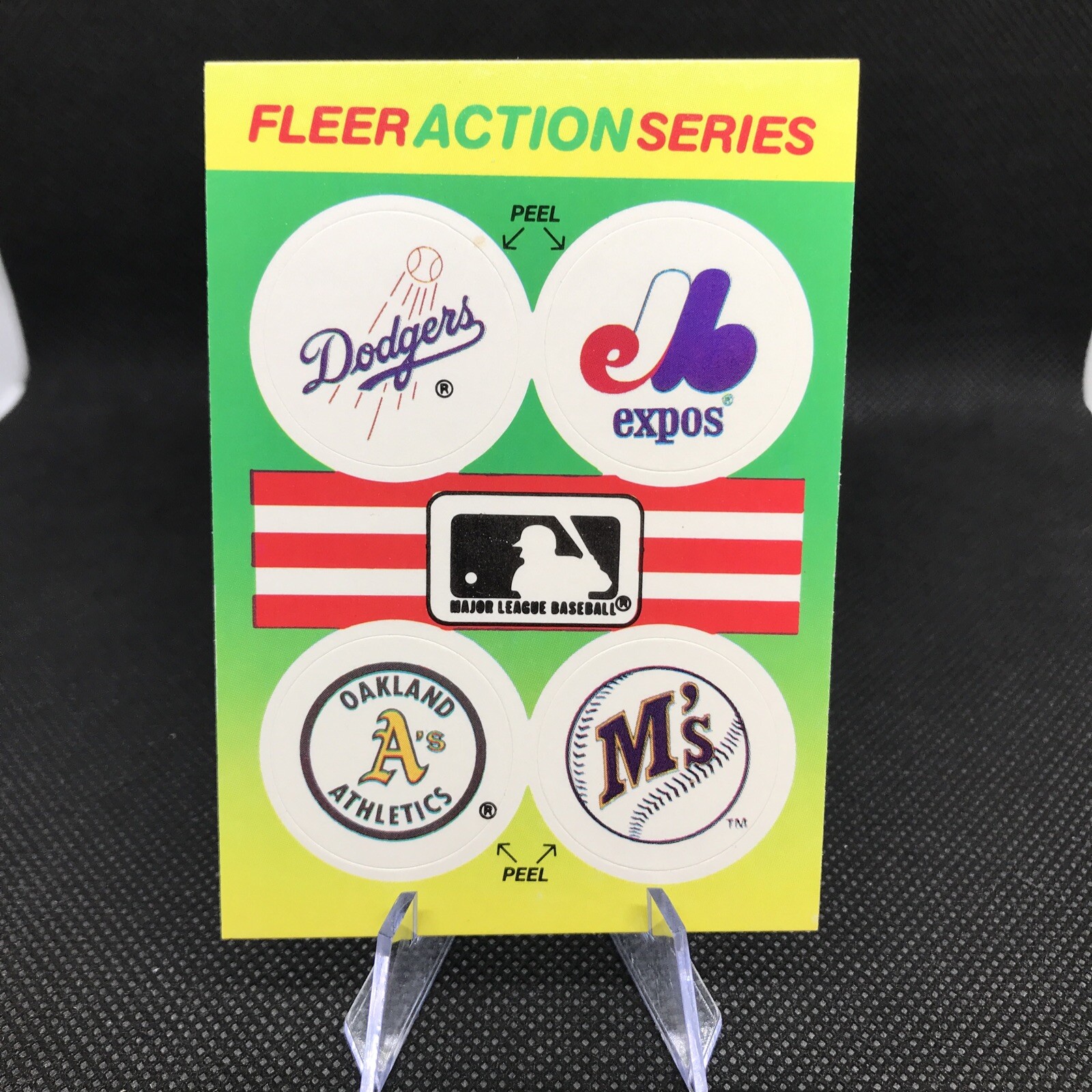 1990 Fleer Action Series Baseball Stickers Card Dodgers Expos Athletics Mariners