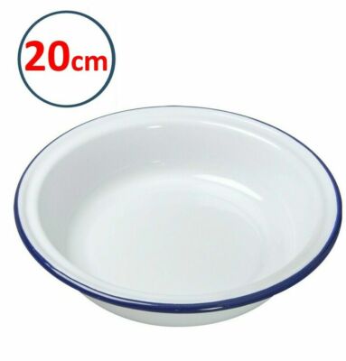 20 CM WEISSE EMAILLE STEAK UND NIEREN KUCHENFORM FORM OFEN BACKEN TARTE CAMPINGPLATTE