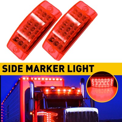 2x 6'' Red 21-LED Clearance Side Marker Lights With Turn and Strobe Mode 12-24V