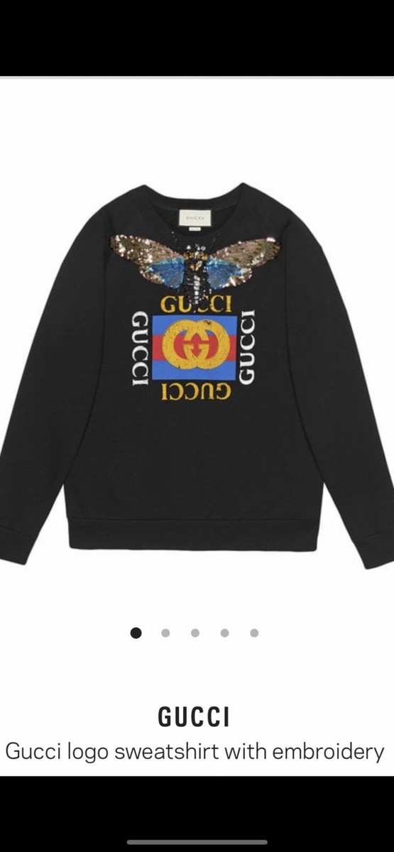 100% Authentic GUCCI Logo Sweatshirt With Sequin Butterfly