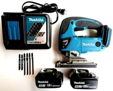 Makita XVJ03Z 18V Cordless Battery Jigsaw, 2) BL1840B Batteries, Charger, Blades