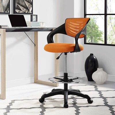 Modway Thrive Mesh Drafting Chair in Orange