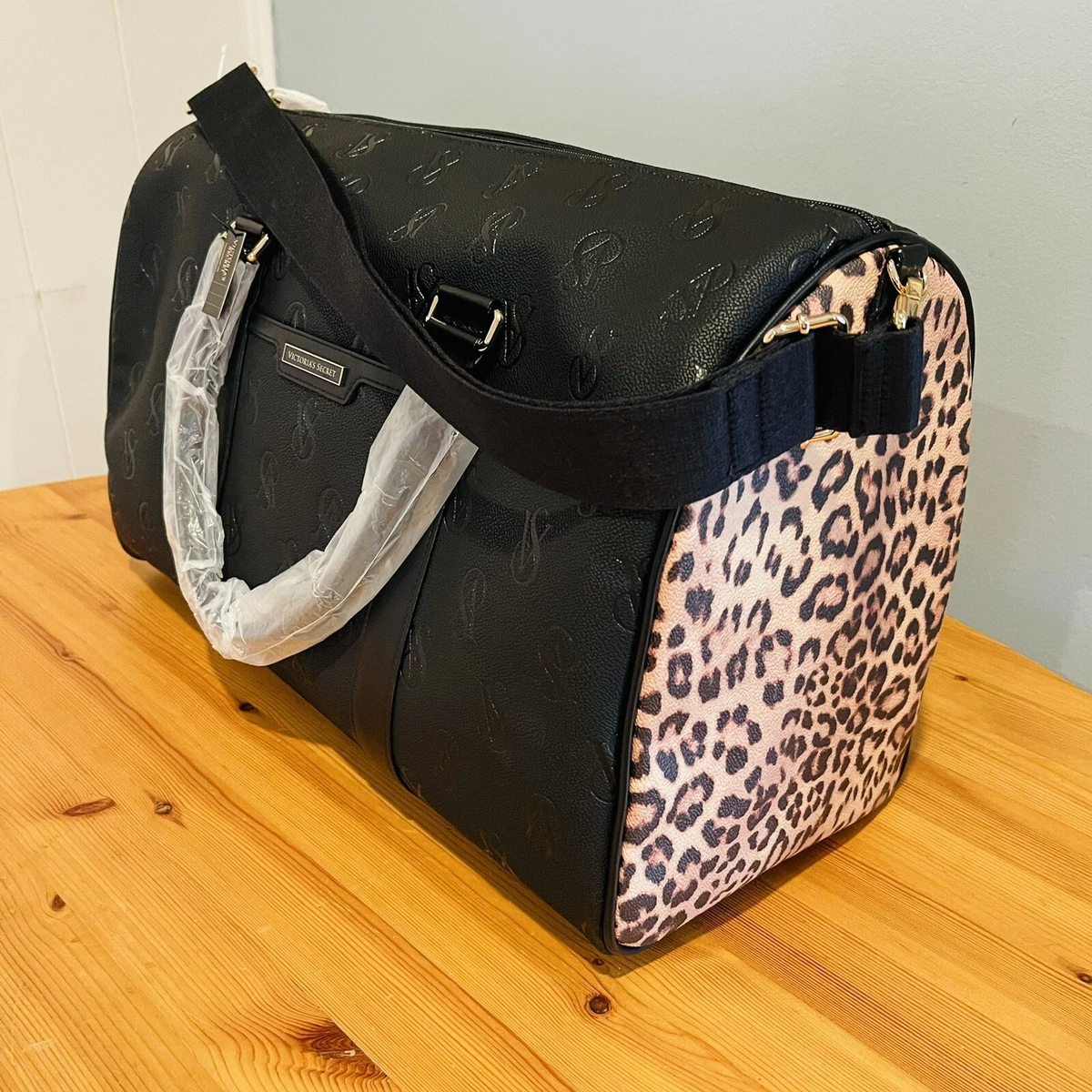Victoria s Secret Getaway Leopard Embossed Monogram Print Duffle