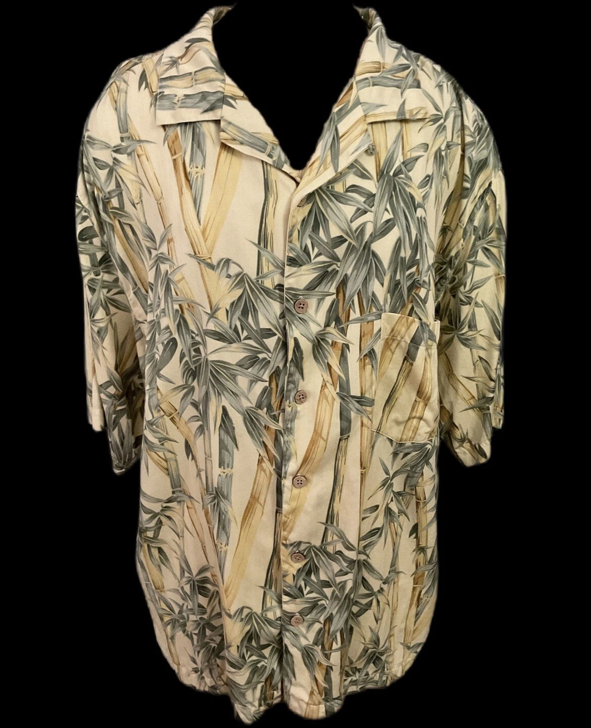 Jamaica Jaxx Hawaiian Bamboo Print Shirt Button Down Silk Men size Extra Large