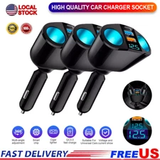 3x1 Dual USB Car Cigarette Lighter Socket Splitter Power Adapter Charger Outlet