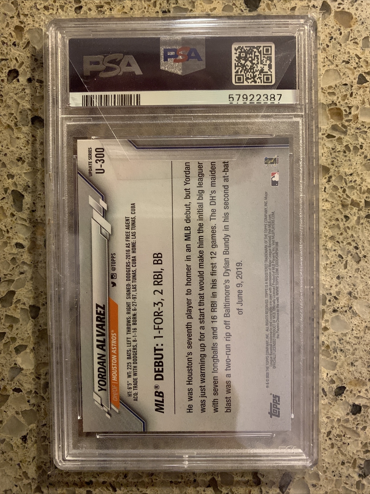 2020 Topps Update Yordan Alvarez #U-300 Rainbow 🌈Foil Rookie RC PSA 9 MVP? 📈🔥 view 2