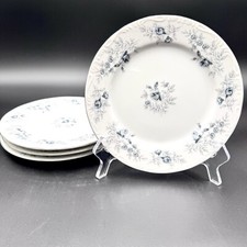 Danielé Fine China BAROQUE BLEU 7 3/8” Salad Plates SET/4 Japan Blue Floral Rose