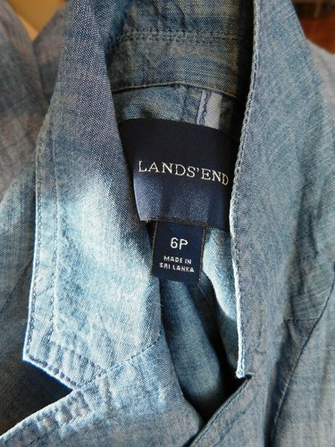 Lands End Blue Denim Look Blazer Style Jacket Womens 6P Cotton Casual - Picture 4 of 4